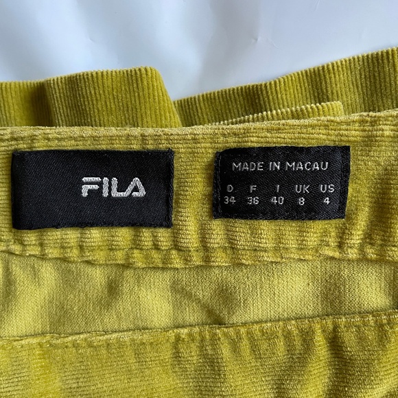 FILA Pinwale Corduroy pleated mini skirt Golf Green Fuchsia Sz 4 - Picture 3 of 3